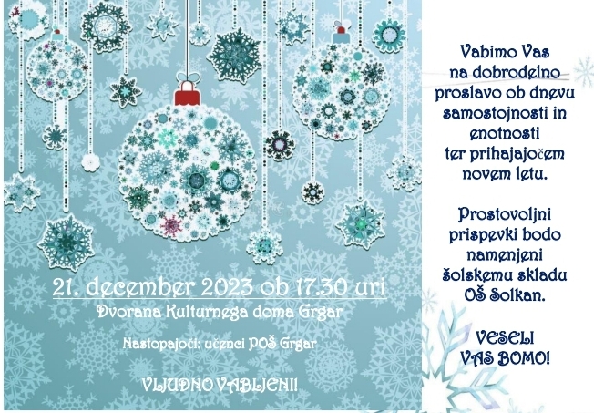Dobrodelna proslava ob dnevu samostojnosti in enotnosti ter prihajajočem novem letu