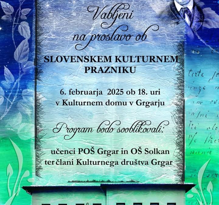 VABILO NA PROSLAVO OB SLOVENSKEM KULTURNEM PRAZNIKU
